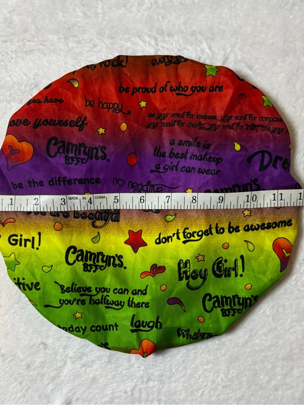 Rainbow Limited Edition Camryn’s BFF Dye Inspirational Printed Bonnet